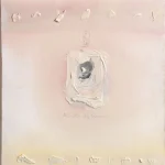 Peinture abstraite avec portrait central et textures en relief