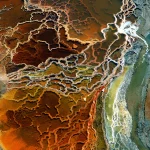 Formation géologique colorée vue du ciel