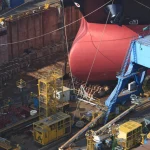 La construction d'un navire: vue de chantier naval.