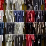 T-shirts colorés accrochés sur un étendoir