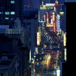 Rue animée de nuit dans une ville asiatique