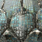 Mosaique Abstraite en Carreaux d'Émeraude