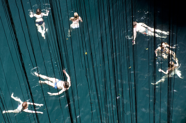 AKG2430428.webp Personnes nageant dans une eau bleue vue de dessus – Image 1