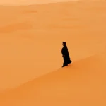 Personne marchant dans le désert de sable