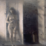 Femme nue en intérieur, effet flou artistique