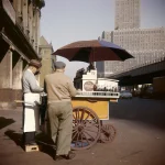 Vendeur ambulant de boissons dans une ville