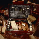Valise d'officier contenant des articles de soin et d'équipement