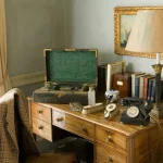 Bureau Vintage avec Accessoires Rétro