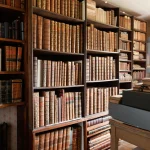 Bibliothèque ancienne avec de vieux livres reliés