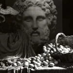 Nature morte avec sculpture antique et fruits