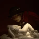 Vieille Femme Contemplant une Statue de Marbre