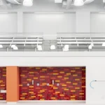 Piscine Intérieure Moderne avec Vestiaires Colorés