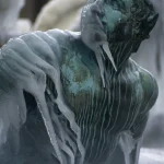 Statue gelée couverte de glace