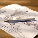 Stylo sur dessin architectural