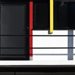 Façade Minimaliste avec Portes et Fenêtres Colorées