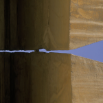 Bloc de bois brut sur fond de ciel bleu