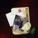 Vieilles lettres et photo vintage avec une rose blanche