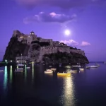Château sur la côte au clair de lune