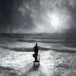 Homme sur une chaise dans l'océan