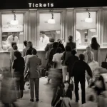 File d'attente devant un guichet de gare