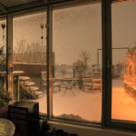 Vue sur Terrasse de Veranda en Hiver