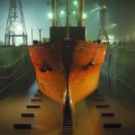 Navire Rouillé en Cale Sèche de Nuit