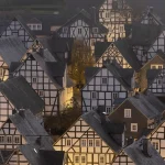 Vue Aérienne des Maisons Traditionnelles à Colombages