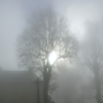 Croix dans la brume matinale