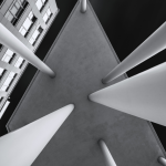 Architecture géométrique moderne en noir et blanc