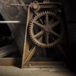 Vieille machine industrielle en acier rouillé