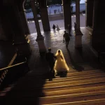 Mariage au crépuscule dans un bâtiment historique